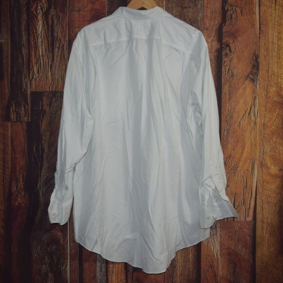 LANDS' END Men's 18.5 - 36T Traditional Fit No Iron Supima Pinpoint Dress Shirt - Picture 4 of 6